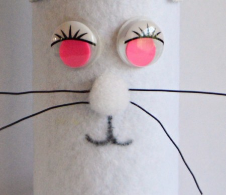 Upcycled Easter Bunny Craft - use pen to draw on the mouth