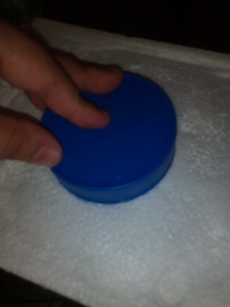 Easy Snow Globe - press lid into the Styrofoam and trace