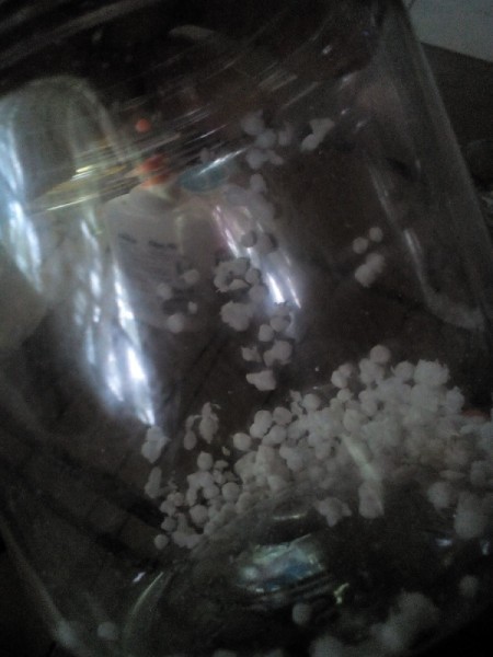 Easy Snow Globe - bits of Styrofoam in jar