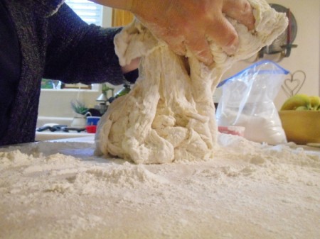 Mom's Herb BreadBread dough being kneaded.