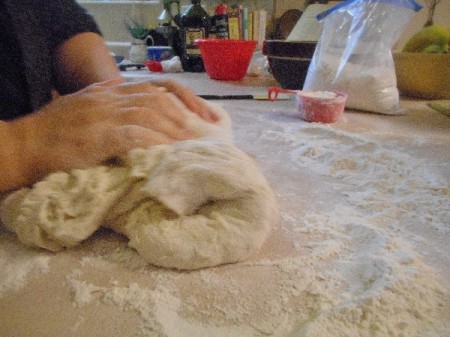 Mom's Herb BreadBread dough being kneaded.