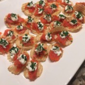 Smoked Salmon Crostini Appetizers on serving dish