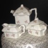 Value of Tea Set - white squarish teapot, creamer, and sugar bowl