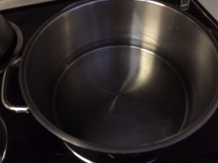 large pan with water in it