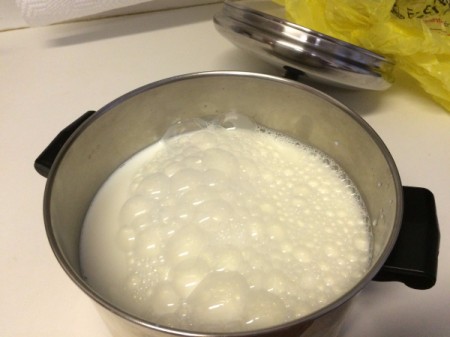 warming milk in pan