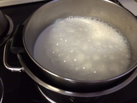 warming milk in pan
