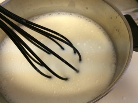 whisking milk and yogurt
