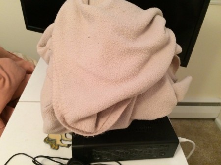 fleece blanket on cable box
