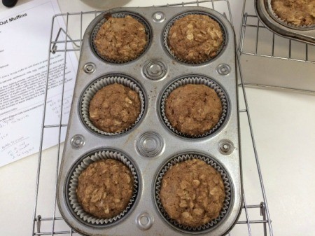 baked applesauce oat muffins in tin