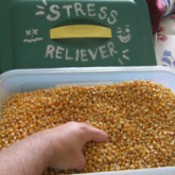 A tub of popcorn as a stress relief.
