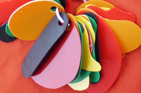 Statement Pendant Necklace key ring with shapes attached