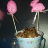 Gardener's Easter Basket - Easter decorated flower pot with bulbs and two Easter plant pokes