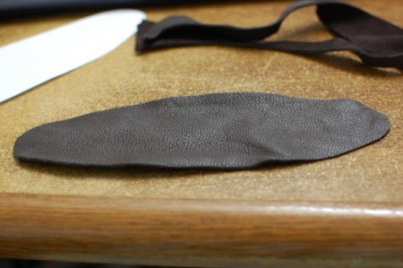 DIY Leather Bow Bracelet - leather cut using pattern