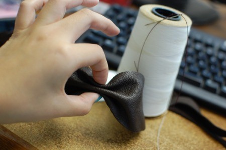 DIY Leather Bow Bracelet - tie with string