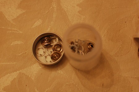 DIY Leather Bow Bracelet - container of snaps