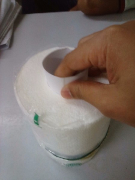 Removing the hard middle roll from toilet paper.