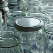A selection of glass canning jars.