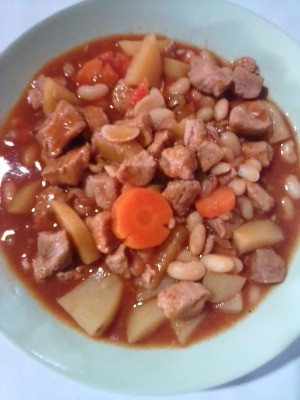 A finished bowl of pork menudo.