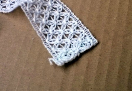 Easy Lace Bookmark - turn up hem and attach