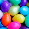 A bunch of colorful plastic Easter eggs.