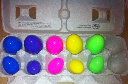 Egg Carton Pre-K Math - sorting by size