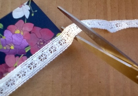 Card and Lace Bookmark - stick down lace and cut to fit