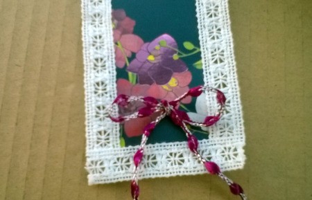 Card and Lace Bookmark - flowered bookmark