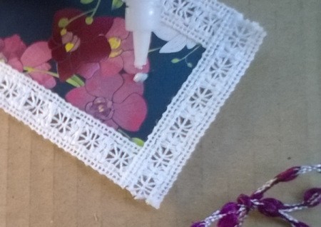 Card and Lace Bookmark - glue to bookmark