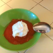 Soda Jello in bowl with whipped topping.