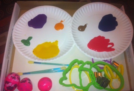 Easter Eggs and Cookie Cutter Paintings - supplies