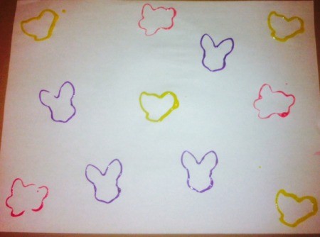 Easter Eggs and Cookie Cutter Paintings - use small tin cookie cutters to make other shapes such as bunnies