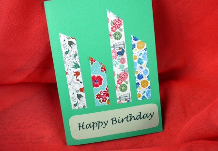 Candle Birthday Card - cut differing lengths of tape to make additional candles