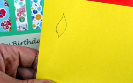 Candle Birthday Card - draw and cut flames out of yellow paper