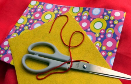 Birthday Parcel Card - gift wrap, cord, felt, and scissors - supplies