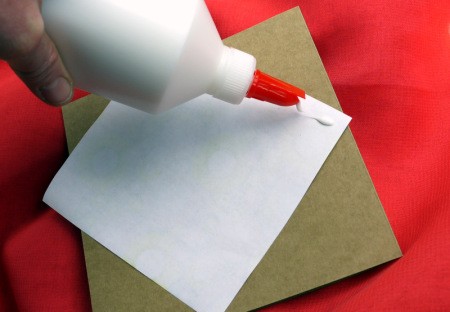 Birthday Parcel Card - Apply glue to the reverse side of the gift wrap.