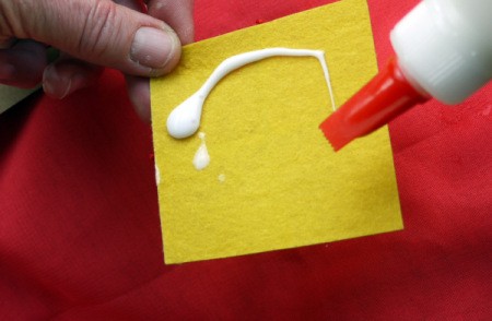 Birthday Parcel Card - applying glue to back of felt