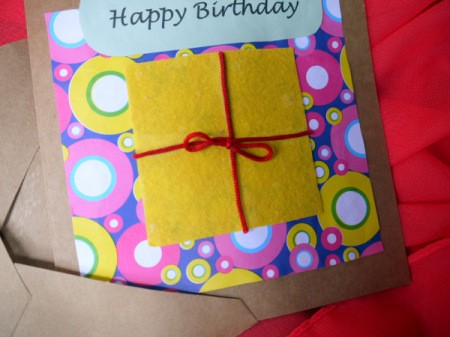 Birthday Parcel Card - glue greeting in place