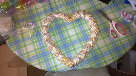 Crochet Bunny Wreath - all four ribbon colors wrapped