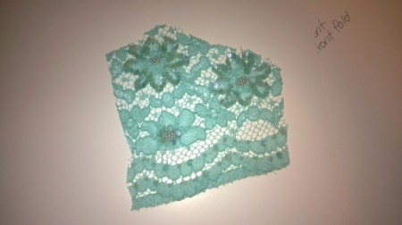 Crochet Bunny Wreath - piece of blue prom dress