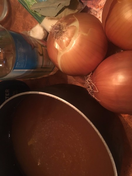 ingredients for French onion soup.