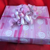 How to Make a Matching Curly Gift Bow - finished gift wrap with handmade bow