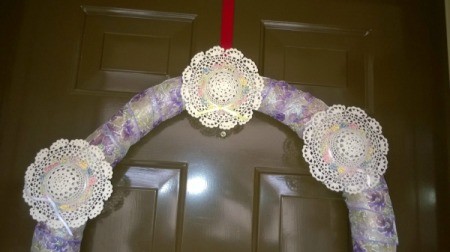 Mini Hat Spring Wreath - hanging wreath with slightly misplaced hat