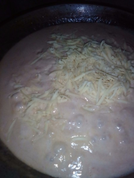 cheese added to tuna sauce