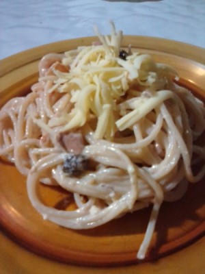 Carbonara Tuna Pasta on plate
