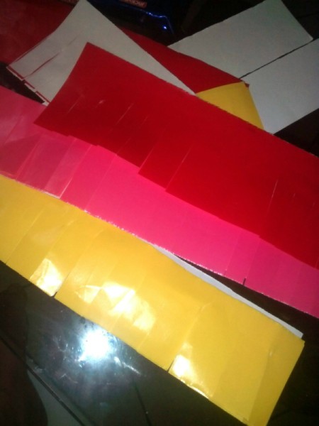 DIY Piñata - red and yellow art paper