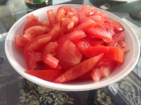 sliced red peppers