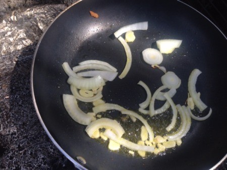 onions in pan