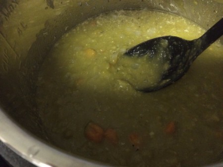 stirring cooked Pea Soup