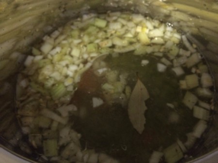 soup ingredients in pressure cooker