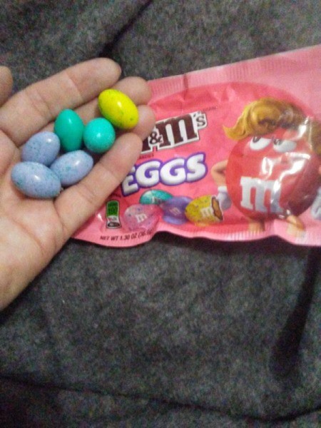 Mini Easter Basket with Candy - candy in hand